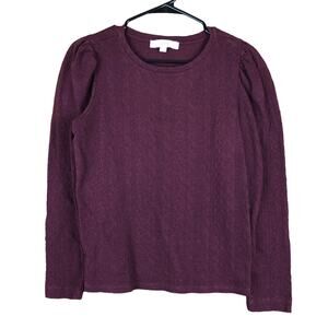LOFT Womens Sweater Purple Crew Neck Long Sleeve Cotton Blend Stretch Medium